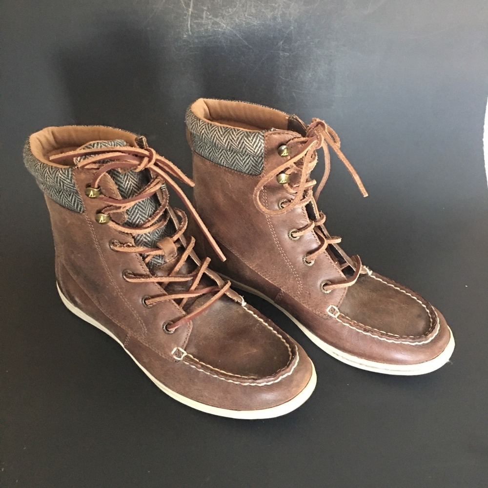 SPERRY Top Sider Women's Size 7.5M Brown Leather Ankle Boots. EUC - Picture 4 of 16